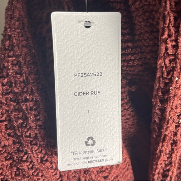 New! Pink Rose Cable Knit Cider Rust Cardigan Size Large - Picture 5 of 7